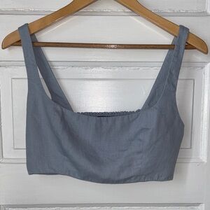 REFORMATION 100% LINEN SQUARE NECK CROP TOP